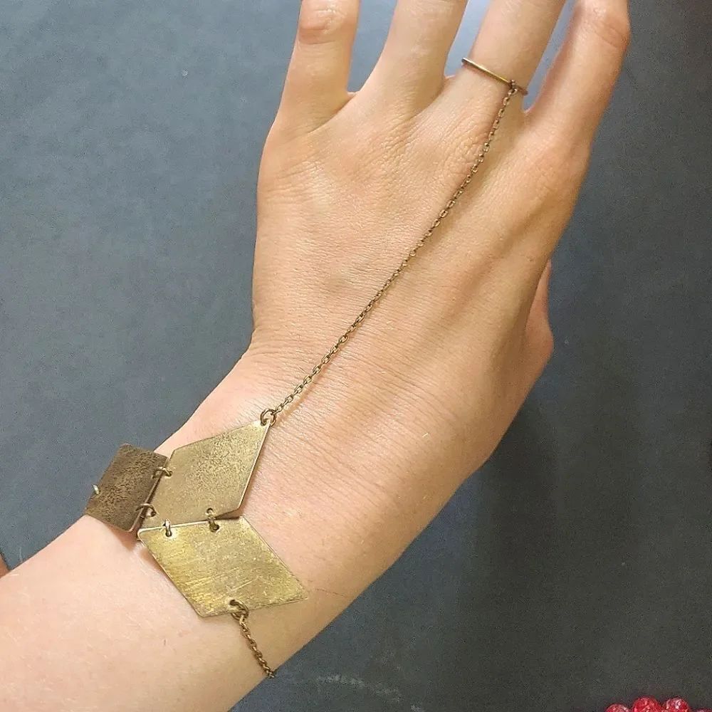 Brass Festival Wear Chained Ring & Bracelet
